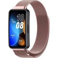 Strap-it Milanees Smartwatch bandje - Geschikt voor Huawei Band 8 / Huawei Band 9 / Huawei Band 10 Milanese band - roze - Horlogeband / Polsband / Armband