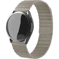 Strap-it Magnetisch leren loop bandje - geschikt voor Samsung Galaxy Watch Active / Active2 40 & 44mm / Galaxy Watch 3 41mm / Galaxy Watch 1 42mm / Gear Sport - kaki