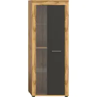 Xonox Home Vitrinekast Jam - 60x35x159cm - 1 Deur - Wotan Eik/antraciet
