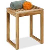 Relaxdays houten krukje - badkamer - 46 cm hoog - tot 80 kg