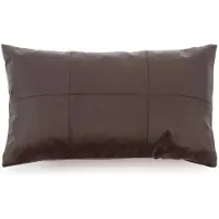 Bazar Bizar Het Six Panel Leather Kussenhoes - Chocolade - 30x50