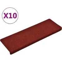 vidaXL Trapmatten Zelfklevend 10 st 65x21x4 cm Bordeaux Rood Rechthoekige Rand