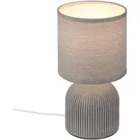 Briloner Ino - Tafellamp slaakamer - met stoffen kap & keramiek voet - bedlamp - tafellampje - Ø15cm x 28 cm - grijs