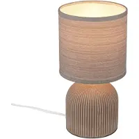 Briloner Ino - Tafellamp slaapkamer - met stoffen kap & keramiek voet - bedlamp - tafellampje - Ø15cm x 28 cm - bruin
