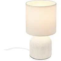 Briloner Ino - Tafellamp slaapkamer - met stoffen kap & keramiek voet - bedlamp - tafellampje - Ø15cm x 28 cm - wit