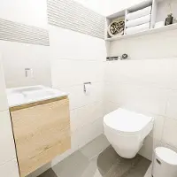 Mondiaz olan 40 cm toiletmeubel washed_oak. Lex wastafel talc midden geen kraangat