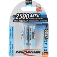 Ansmann 5035432 - NiMH batterij AA 1,2V 2500mAh maxE-technologie - zilver (2 stuks)