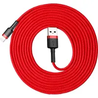 Baseus - Cafule - Kabel Duurzame Nylon Kabel USB / Lightning QC3.0 2A 3M Rood - (CALKLF-R09)