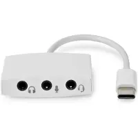Nedis USB-C Adapter | USB 2.0 | USB-C Male | 3,5 mm Female | 0.10 m | Rond | Vernikkeld | ABS / PVC | Wit | Doos - CCGB65900WT01