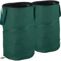 Relaxdays tuinzak pop up - set van 2 - 120 liter - handgrepen - Ø 44 cm - voor onkruid - groen