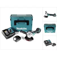 Makita DGA 511 RG1J accu haakse slijper 18V 125mm borstelloos + 1x oplaadbare accu 6.0Ah + lader + Makpac