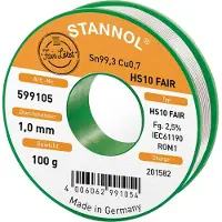 Stannol HS10-Fair Soldeertin Spoel Sn99,3Cu0,7 ROM1 100 g 1 mm