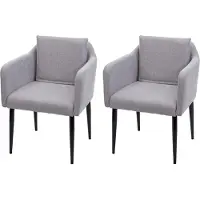 Mendler Set van 2 eetkamerstoelen -H93, keukenstoel fauteuil stoel ~ stof/textiel lichtgrijs