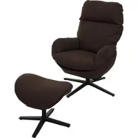 Mendler Relaxfauteuil + hocker -L12, TV-fauteuil schommelstoel, draaifunctie, metaal stof/textiel ~ bruin