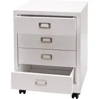 MCW Rolcontainer -L49, ladekast Stalen kast Archiefkast, metaal 55x40x41cm 4 laden ~ wit