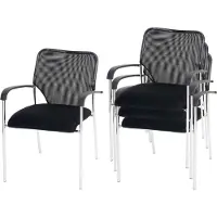 MCW Set van 4 bezoekersstoelen Tulsa, stapelbare conferentiestoel, stof/textiel ~ zitting zwart, rugleuning zwart