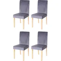 Mendler Set van 4 eetkamerstoelen Keukenstoel Littau, fluweel MVG-gecertificeerd ~ grijs, lichte poten