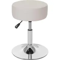 MCW Kruk -C22, make-up krukje, in hoogte verstelbaar Ø 35cm ~ kunstleer, crème