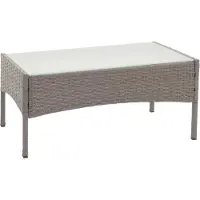 Mendler Halden poly rotan tuintafel, bijzettafel met glazen blad ~ grijs