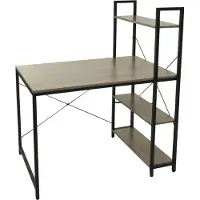 Mendler Bureau met legplank -K81, laptoptafel bureau werktafel, 100x60cm metaal MDF ~ grijsbruin