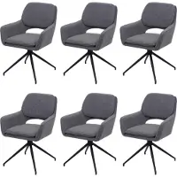 Mendler Set van 6 eetkamerstoelen -N74, keukenstoel, draaibaar met automatische terugvering, stof bouclé (540g/m²) Oeko-Tex ~ grijs