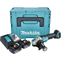 Makita DGA 520 RTJX1 accu haakse slijper 18 V 125 mm X-LOCK Brushless + 2x accu 5.0 Ah + lader + Makpac
