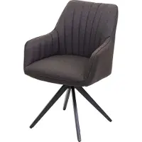 Mendler Eetkamerstoel -H73, keukenstoel fauteuil, retro staal stof/textiel ~ grijsbruin