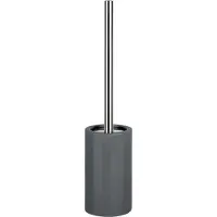 Spirella Luxe Toiletborstel in houder Sienna - donkergrijs glans - porselein - 42 x 10 cm - met binnenbak - Toiletborste