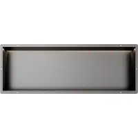 Guido Gusto Gun Metal RVS Inbouwnis 30x90x10cm met tegelflens en RGB verlichting