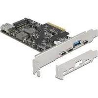 DeLOCK PCI Express x4 Card to 3 x USB Type-C + 2 x USB Type-A - SuperSpeed USB 10 Gbps - Low Profile Form Factor