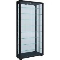 Hioshop VitrosaMaxi vitrinekast wandmontage met spiegel 2 glazen deuren zwart.