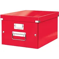 Leitz WOW Click & Store Middelgrote Kartonnen Opbergdoos - 85% Gerecycled Karton - 28.1 x 37 Cm (BxD) - Voor A4 Formaten - Ideaal voor Kantoor En Thuiswerken - Rood
