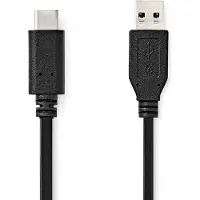 Nedis USB-Kabel | USB 3.2 Gen 2 | USB-A Male | USB-C Male | 60 W | 10 Gbps | Vernikkeld | 1.00 m | Rond | PVC | Zwart | Label - CCGL61650BK10