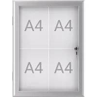 MAUL MAULexcite Vitrine Magnetisch 4 x A4 Afsluitbaar Buiten 52,2 (B) x 2,8 (H) cm Zilver