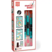 Scratch dartspel eenhoorn - dubbelzijdig dartbord met 6 zuignapdarts.