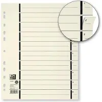 Oxford 1 tot 10 Scheidingsbladen A4 Chamois 10 tabs Karton 11 Gaten 400004671 100 Stuks