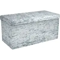 Intirilife opvouwbare bank 76x38x38 cm in fluweel blauw-grijs kruk stoel met opbergruimte en deksel met fluwelen hoes