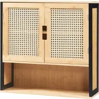En.casa Badkamerkast Tervola zwevend 60x60x20 cm zwart naturel en rotan look []