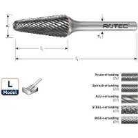 Rotec HM-Stiftfrees, model L - Z6 / Kruisvertand / ø9,6x30x76xø6mm - 4391011