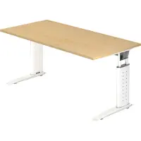 Hjh OFFICE PRO UNDA 16 W - 160 x 80 Tafelhoogte I In hoogte verstelbaar Esdoorn/Wit