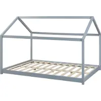 En.casa Kinderbed Cerro huisbed met bedbodem 120x200 cm grijs