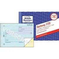 Avery kwitantieblok 1735-5, A6 liggend, 2 x 40 vellen, pak van 4 + 1 gratis