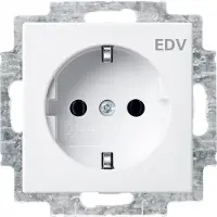Busch Jaeger BJ balance SI Schuko combinatiecontactdoos 20 EUC/DV-914, met opdruk "EDV" in alpinweiß (alpenwit)