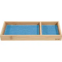 Sigel Bureau-organizer Eyestyle, rechthoekig, 2 vakken, textielinzet van gerecycled PET, lichtblauw/donkergrijs, B 245 x D 109 x H 25 mm, bamboehout