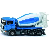 Siku 1896 Betonmixer, bouwplaatsvoertuig, 1:87, metaal/kunststof, speelgoedmodel met roterende trommel, blauw/wit
