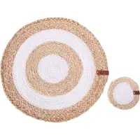 Beliani TUMERIC - Set van 12 placemats en onderzetters - Natuurlijk - Jute