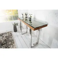 Invicta Massieve console BARRACUDA 120cm teak met stalen sledepoten- 36649