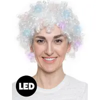 Metamorph Witte clownspruik met knipperende LED's - Color Hair voor carnaval Halloween