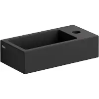 Clou Flush 3 fontein met kraangat en plug rechts mat zwart keramiek B36xH9xD18cm