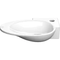 Clou First fonteinkom met kraangat en plug rechts wit keramiek B38.8xH9xD24.6cm